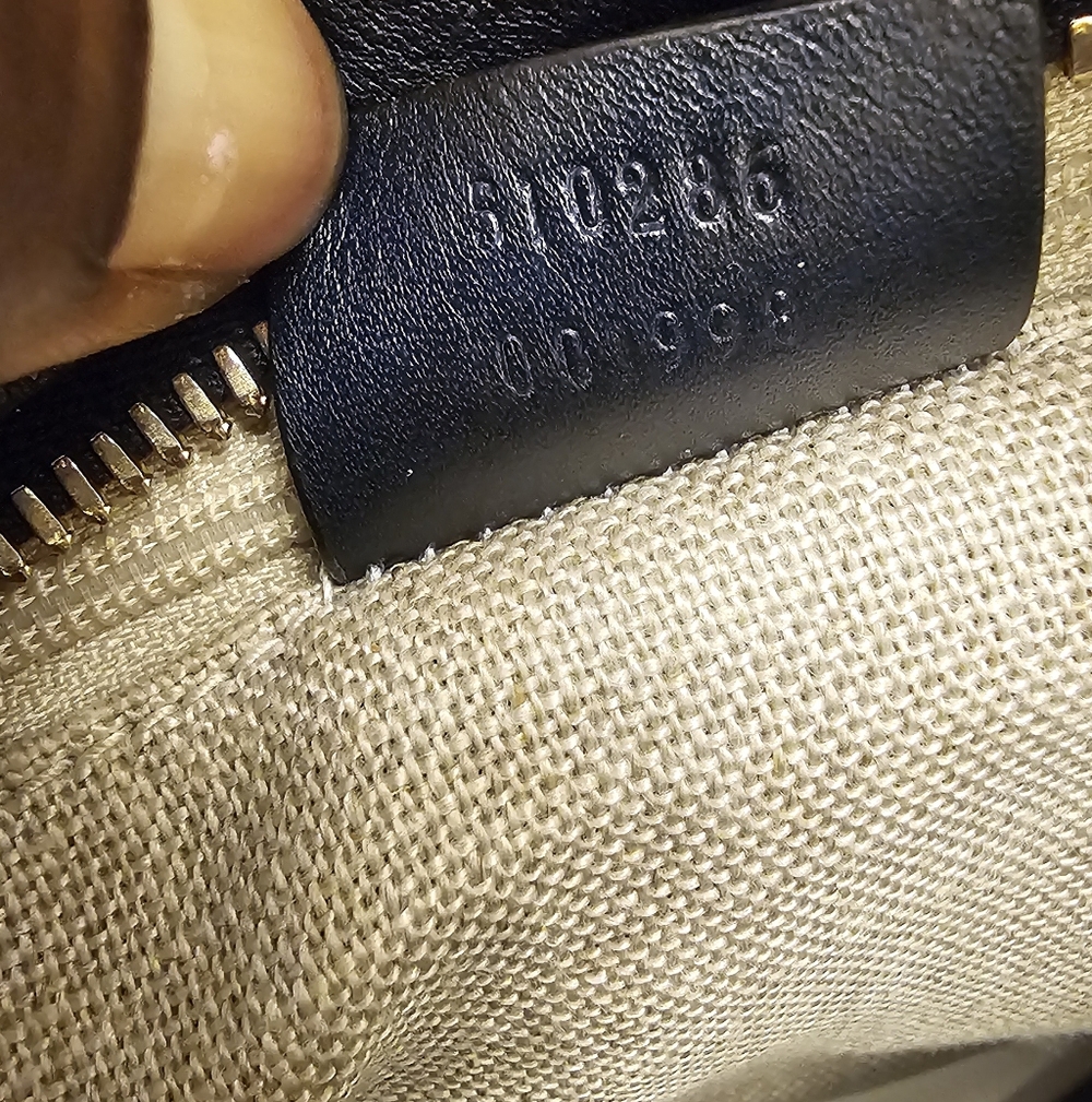 Gucci Navy GG Embossed Leather Top-Handle Bag - Picture 6 of 8